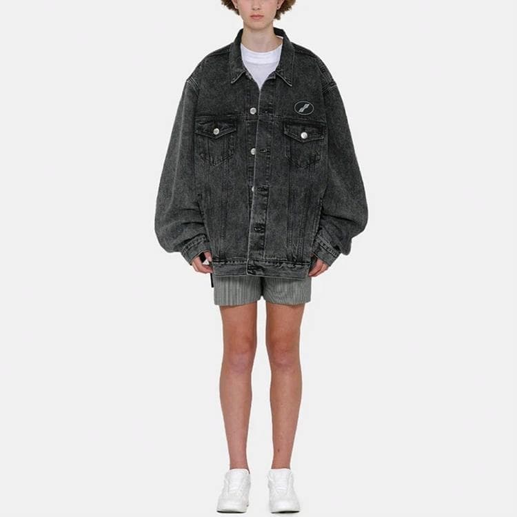 Джинсовая куртка WE11DONE FW22 Round Logo Denim Jacket Black Washed - изображение 2