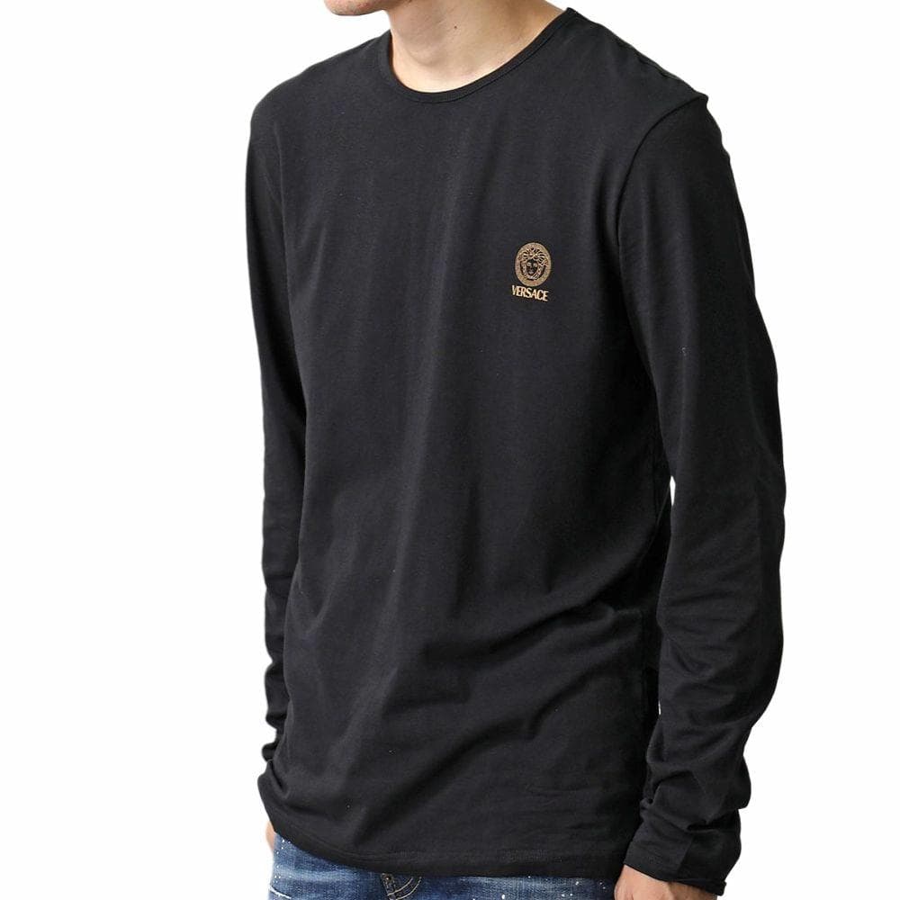 Кофта Versace Logo Crewneck Long Sleeve Tee Black — фото 4