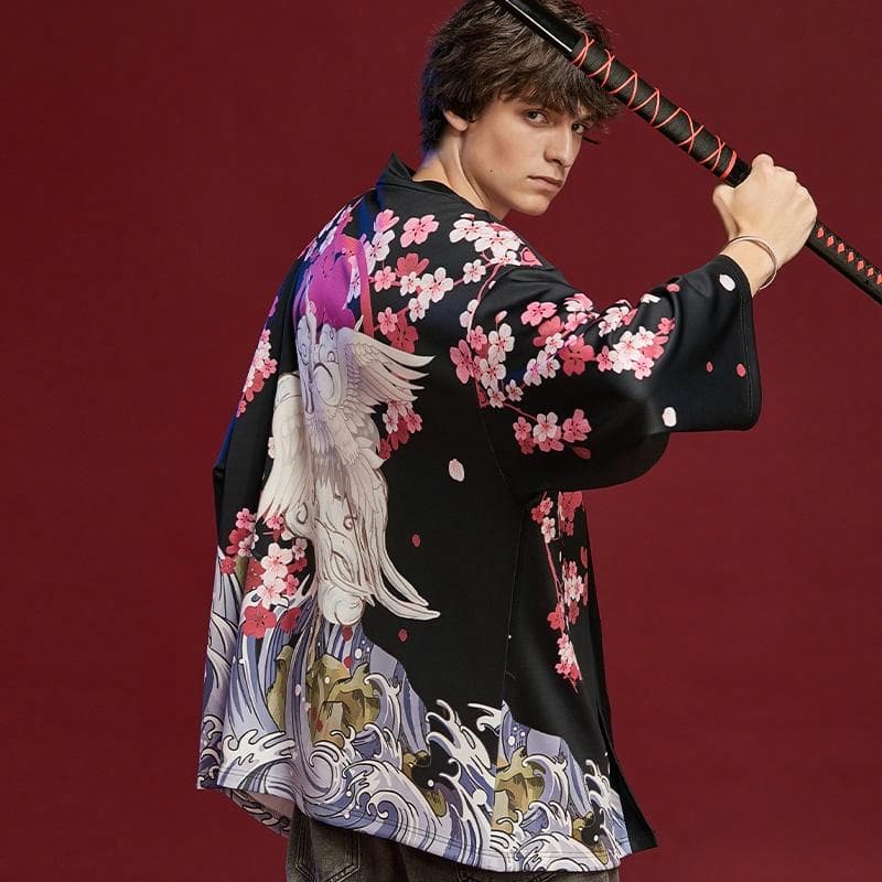 Kimura Sansha Sakura Crane Print Robe - изображение 3