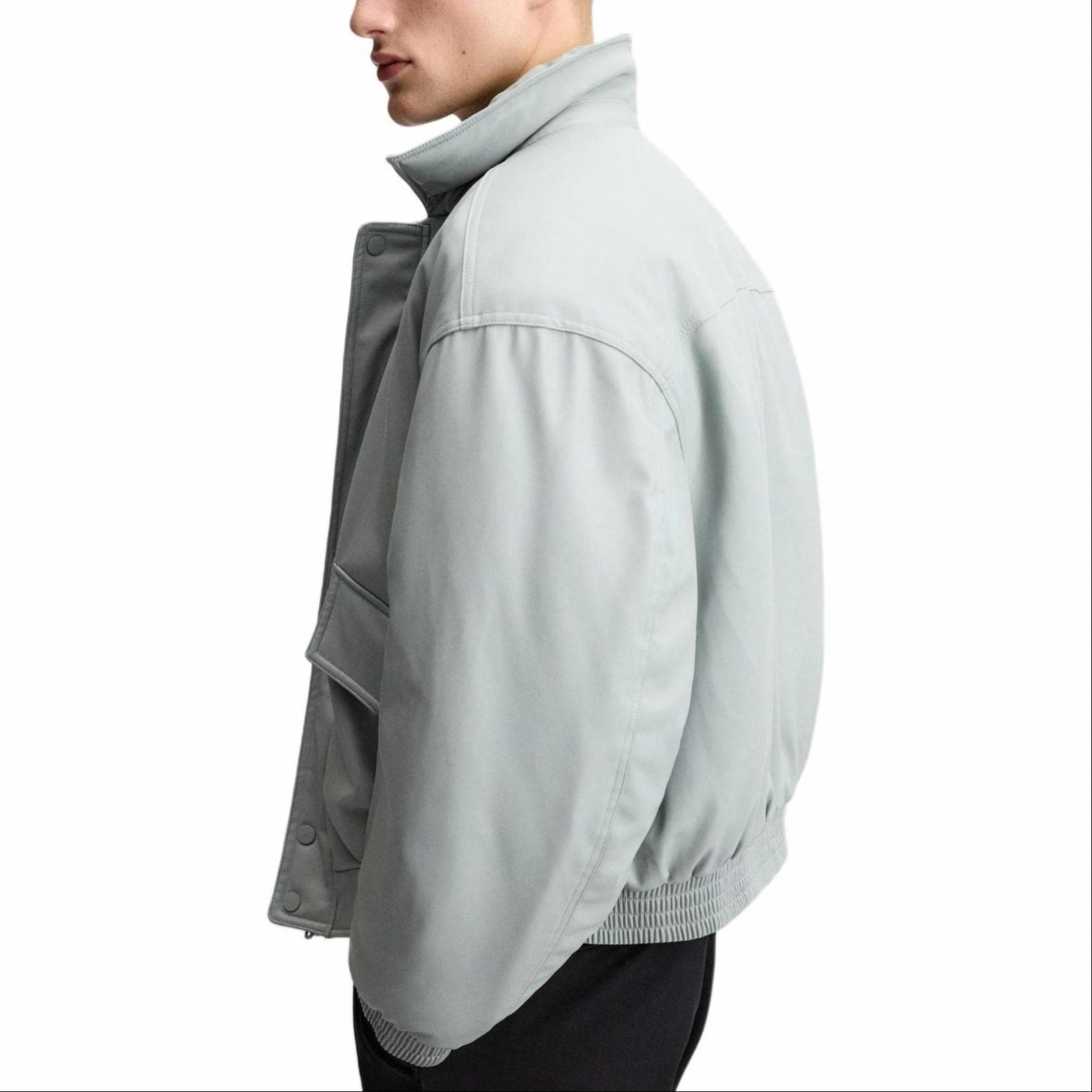 Зимняя куртка пуховик ZARA Loose Fit Zip-Up Cotton Jacket Light Blue - изображение 3