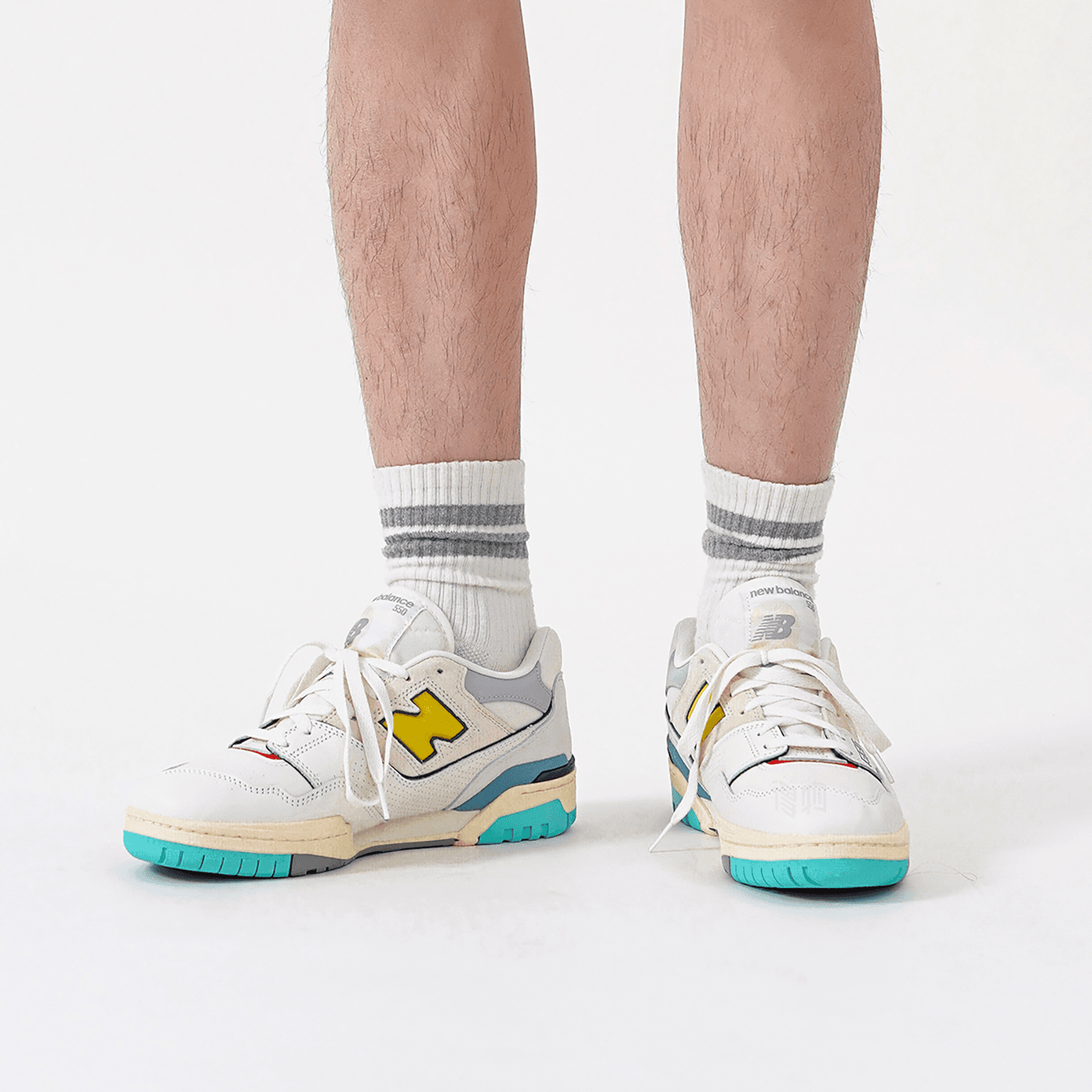 Ретро баскетбольные кроссовки New Balance 550 White Grey Blue - изображение 9