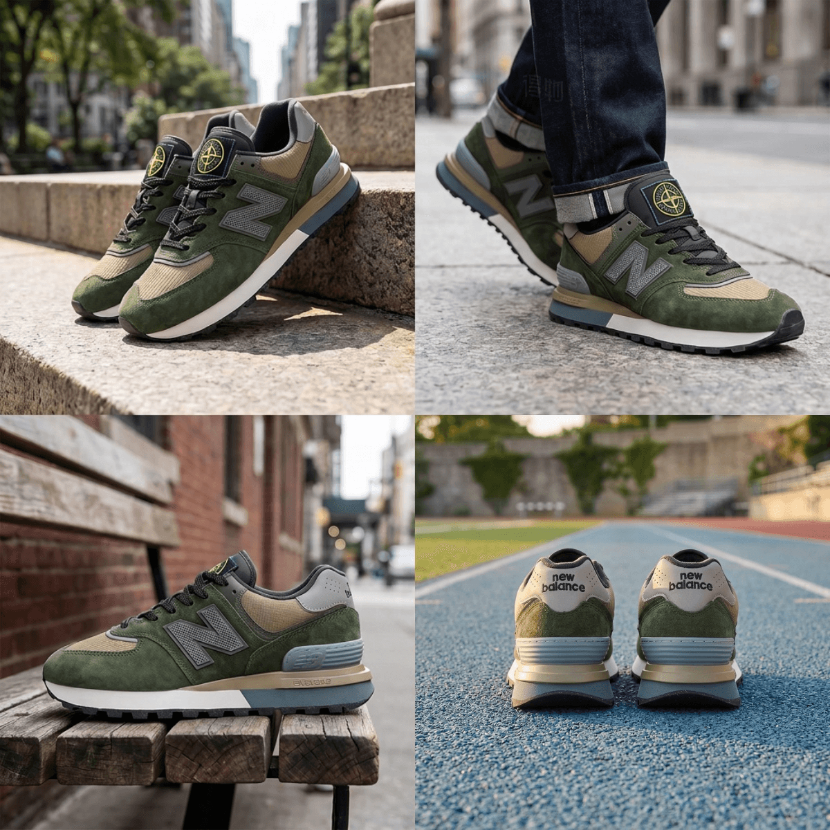 Кроссовки для бега Stone Island x New Balance 574 Green - изображение 2