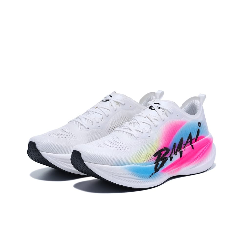 Кроссовки для бега BMAI Carbon Fly Low Топ Беговые кроссовки Women's White Розово-синий - изображение 3