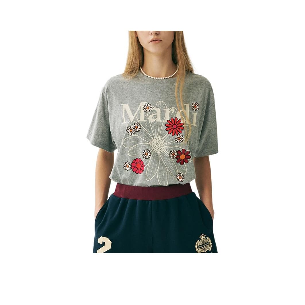 Футболка MARDI MERCREDI Spring Blossom SS25 T Рубашка Женская Серого цвета Корейский стиль - изображение 1