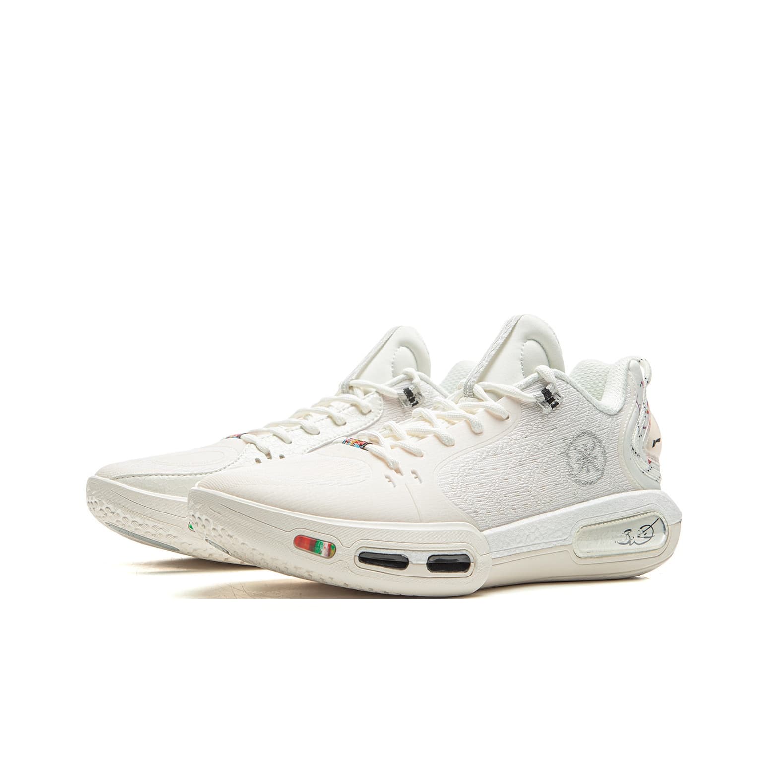 Кроссовки для баскетбола Li-Ning Wade Phantom 7 Фейерверк Технология BOOM Легкий Поддержка Покрытие Антискручивание Амортизация Противоскользящий Износостойкий Дышащий Oтскок Сцепление Лоу-топы Баскетбольные кроссовки Мужской Шампанский белый - изображение 3
