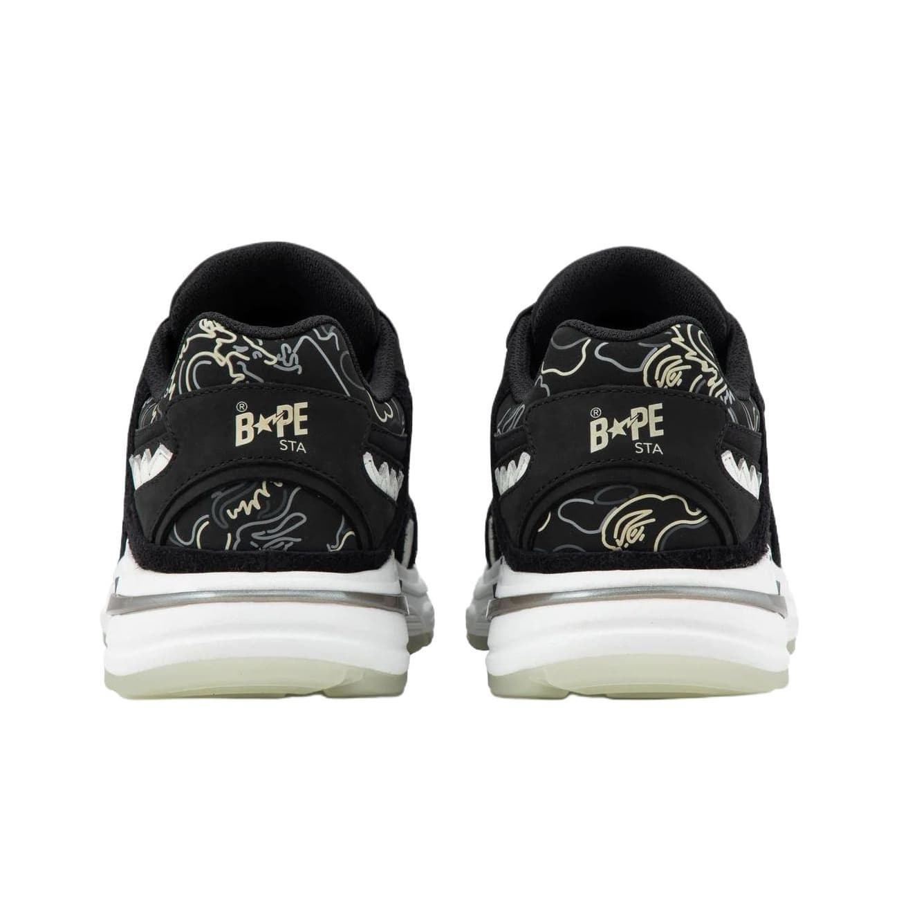 Кроссовки A BATHING APE 88RISING SHARK STA M2 Коровья кожа Низкий топ Повседневная обувь Мужская Черная - изображение 3