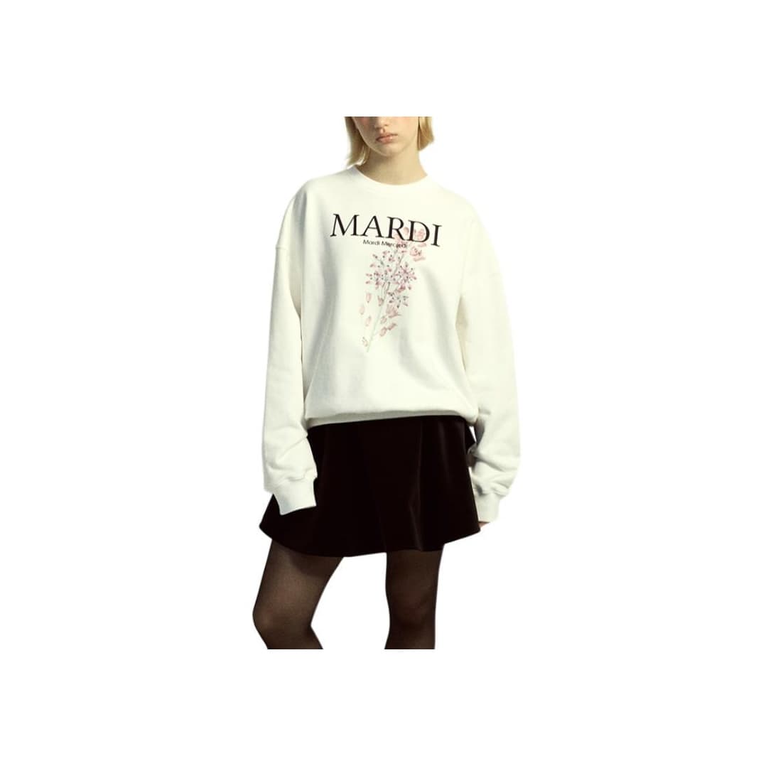 Худи MARDI MERCREDI FW25 LILIES 01 Толстовка с цветочным принтом Белая Женская - изображение 1