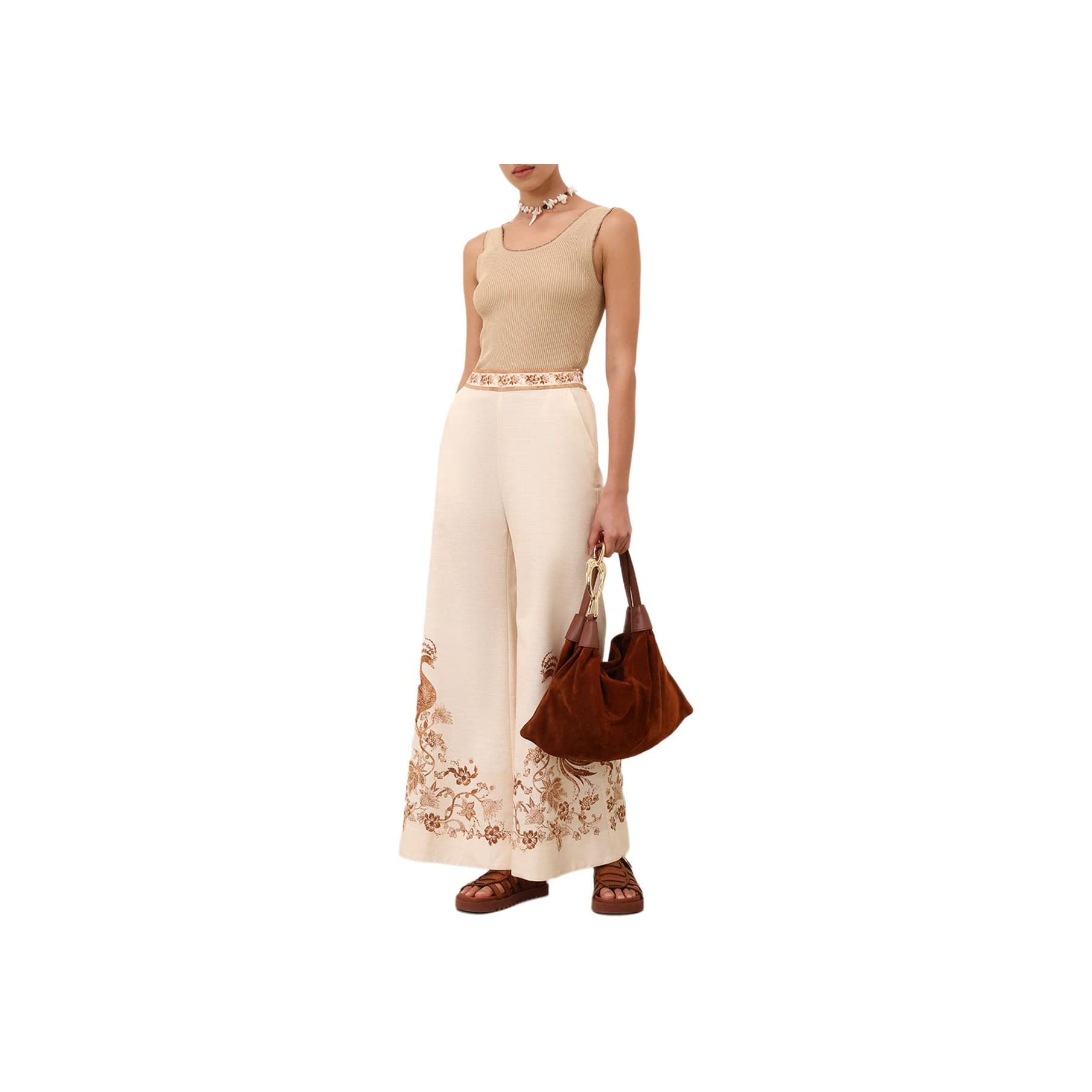 Штаны Zimmermann SS25 Повседневные брюки женские коричневые - изображение 5