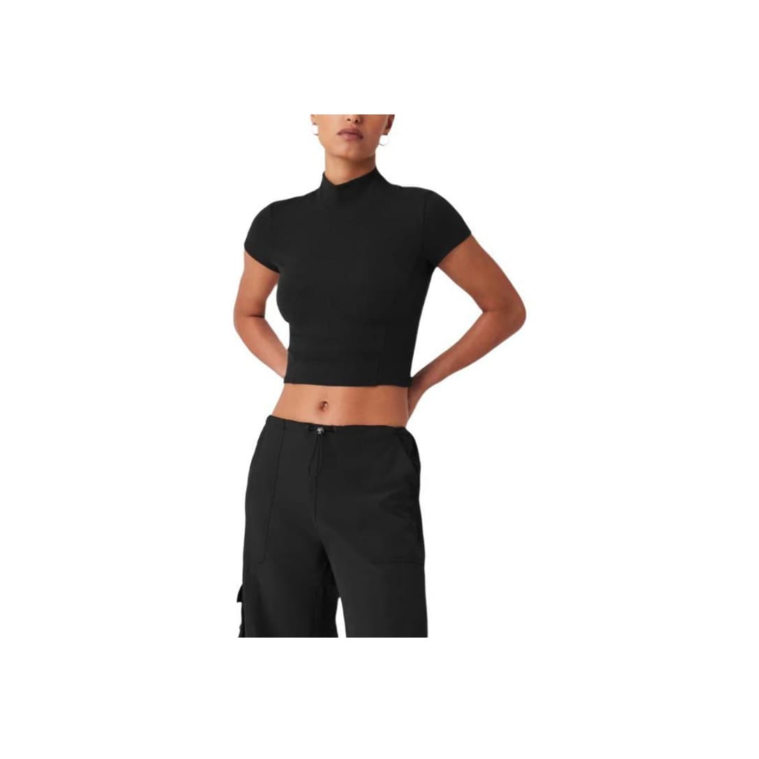Футболка alo yoga WELLNESS RIB MOCK NECK POLISHED SHORT SLEEVE T - изображение 1
