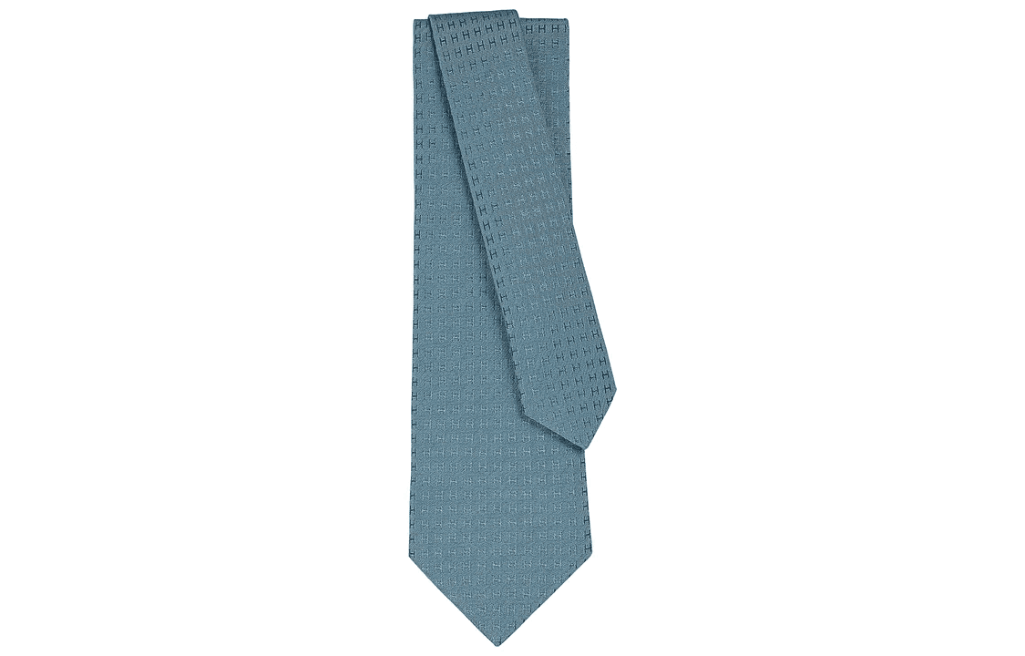 Галстук HERMES Cravate soie faconnee h bleu gris - изображение 1
