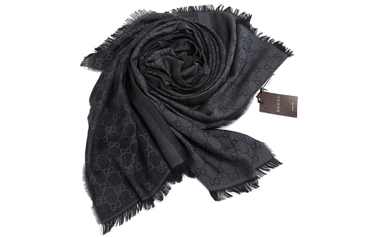 Шарф Gucci Tassel Monogram Scarf Dark Grey - изображение 4