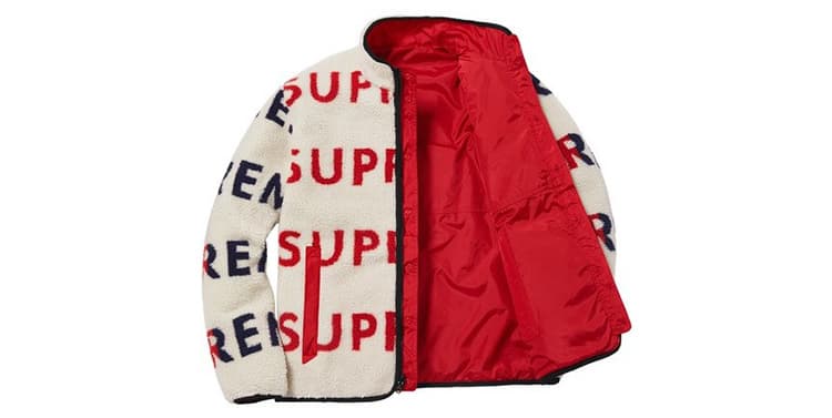 Куртка Supreme FW18 Reversible Logo Fleece Jacket Natural - изображение 2