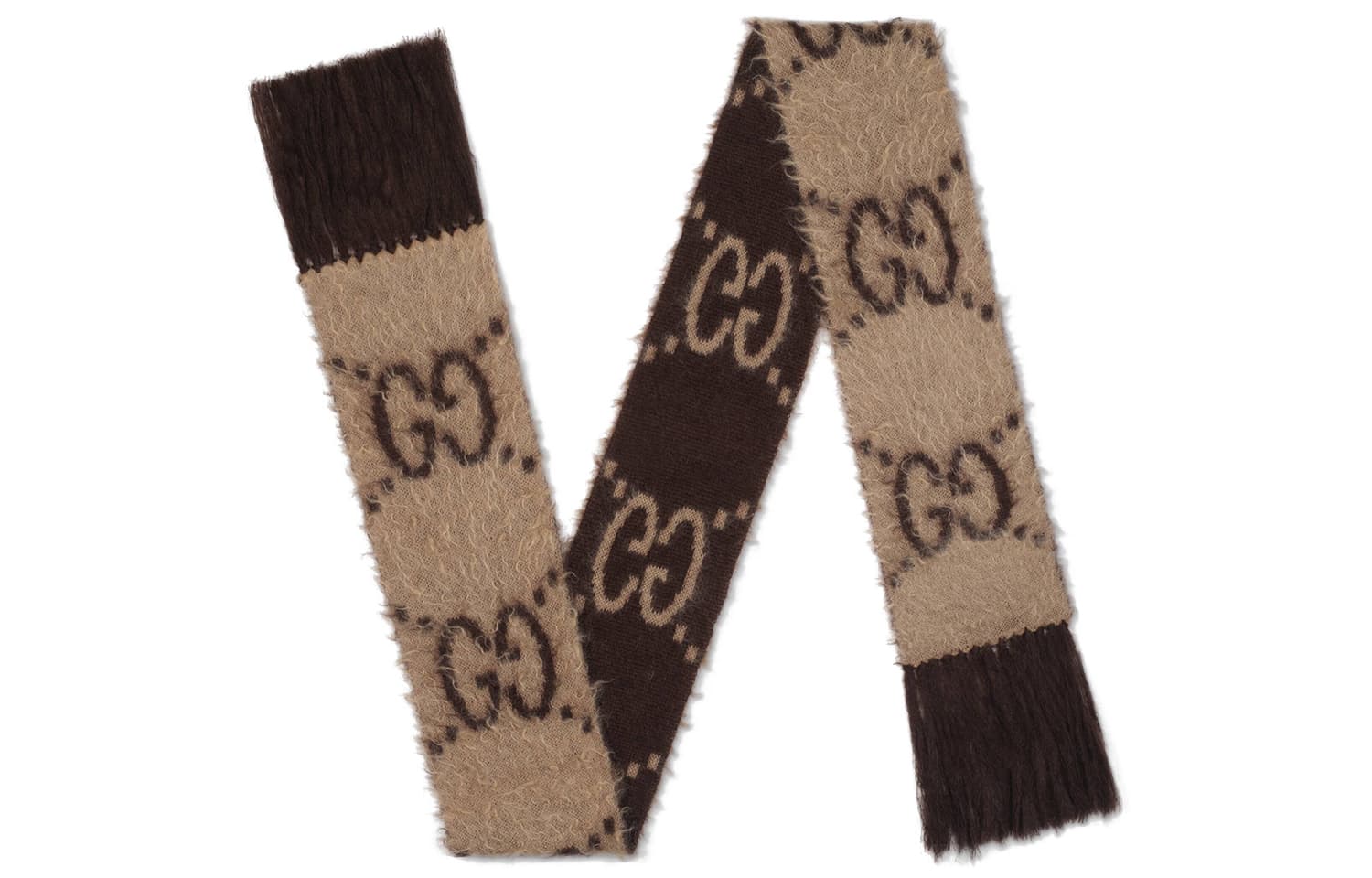 Шарф Gucci GG Mohair Wool Scarf Beige Brown - изображение 2