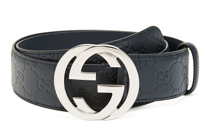 Ремень GUCCI Double G Signature Leather Belt Navy 4cm - изображение 2