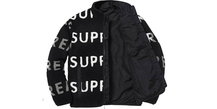 Куртка Supreme FW18 Reversible Logo Fleece Jacket Black - изображение 3