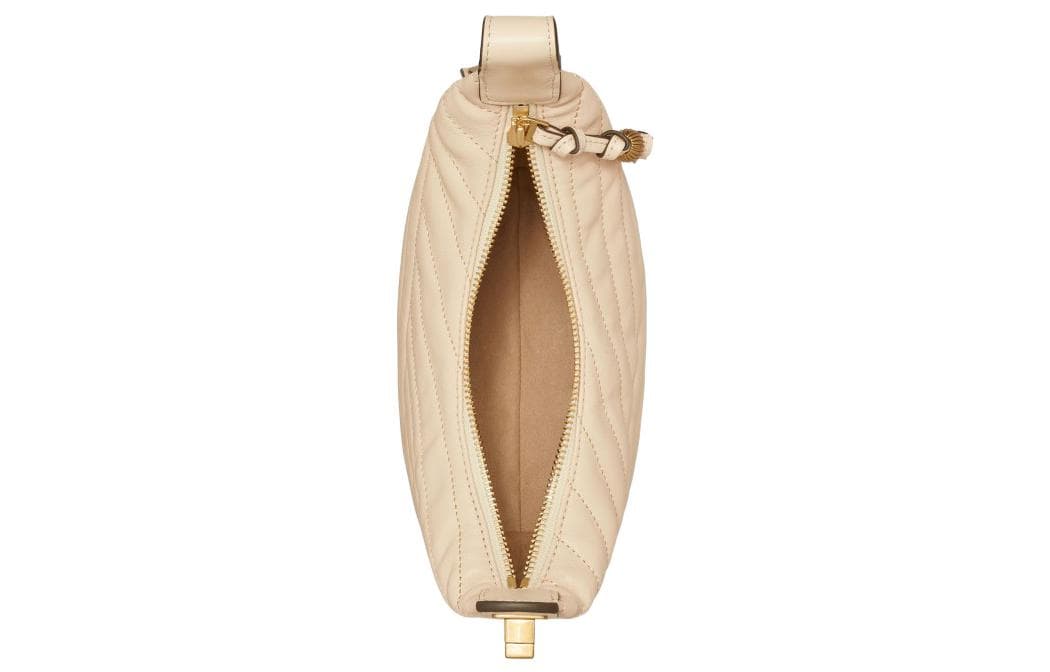 Сумка через плечо Tory Burch Kira Quilted Crescent Bag White - изображение 3