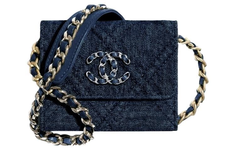 Сумка через плечо CHANEL Denim Chain Wallet Bag Navy Blue - изображение 1