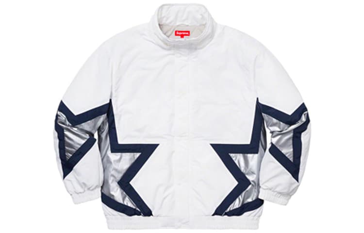 Зимняя куртка пуховик Supreme SS19 Stars Puffy Jacket White - изображение 3