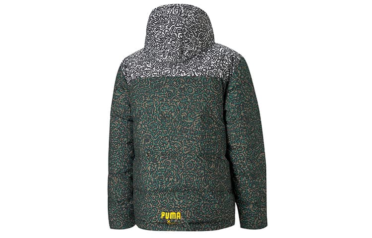 Зимняя куртка пуховик Puma Printed Padded Hoodie Jacket Green - изображение 2