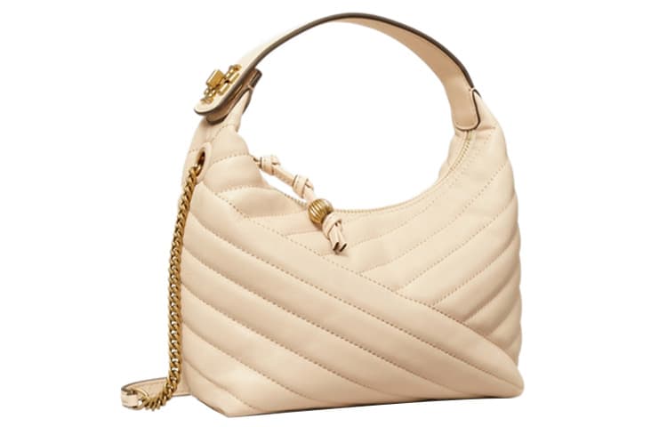 Сумка через плечо Tory Burch Kira Quilted Crescent Bag White - изображение 1