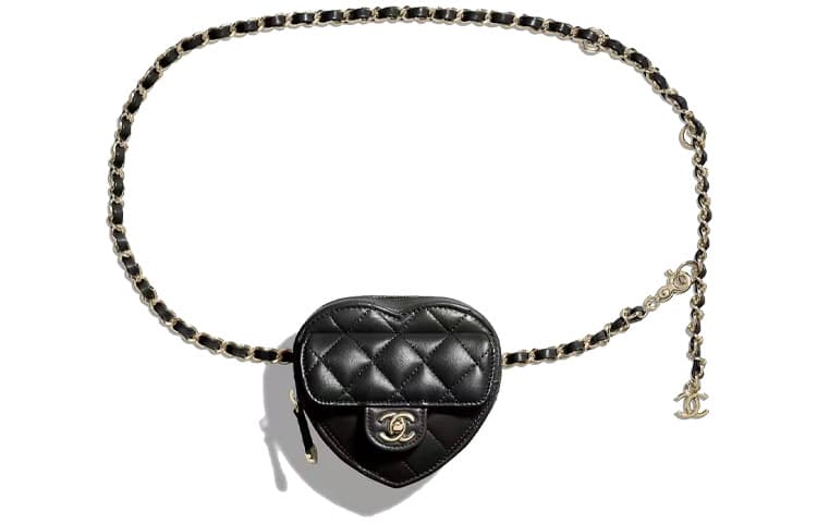Поясная сумка CHANEL Chain Quilted Heart Mini Bag Black - изображение 1