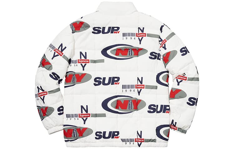 Зимняя куртка пуховик Supreme FW18 NY Reversible Puffy Jacket White - изображение 3
