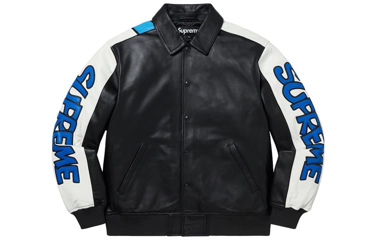 Куртка Supreme FW20 Week 6 Smurfs Leather Varsity Jacket - изображение 2