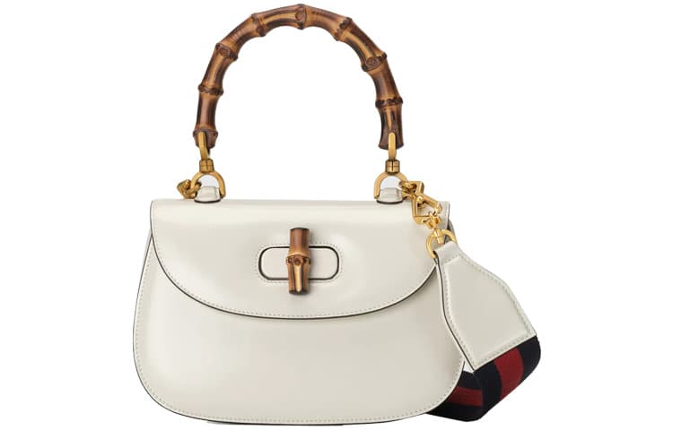 Сумка Gucci Bamboo Small Shoulder Bag White - изображение 1