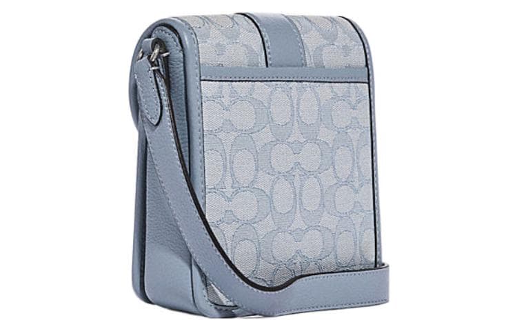 Сумка через плечо COACH N/S 15 Pebble Leather Shoulder Bag Small Silver Marble Blue Denim Morandi - изображение 2