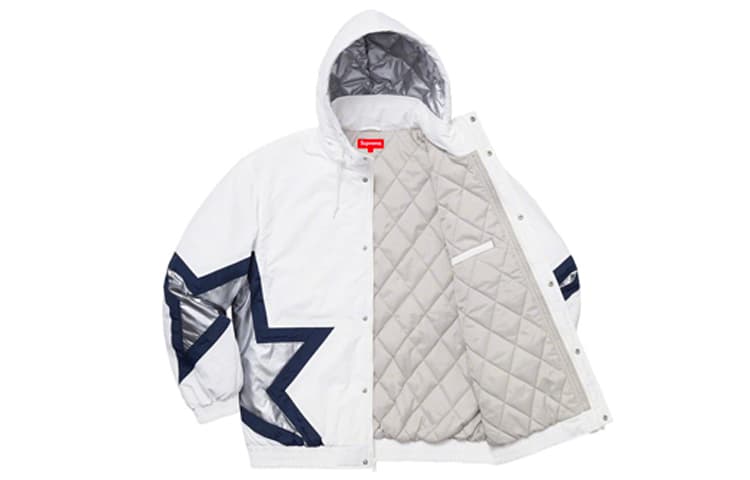 Зимняя куртка пуховик Supreme SS19 Stars Puffy Jacket White - изображение 4
