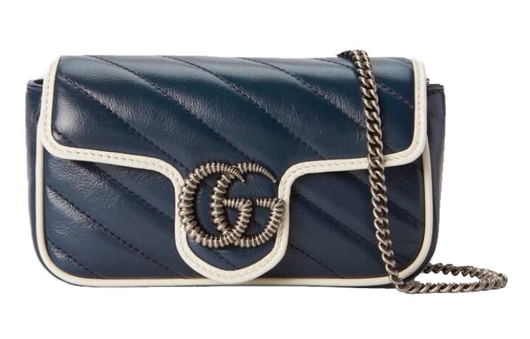 Сумка через плечо Gucci Marmont GG Super Mini Blue/White - изображение 1