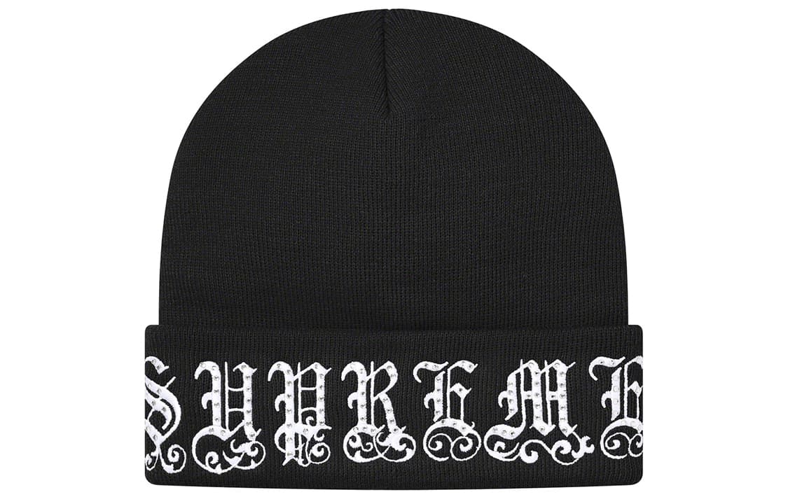 Шапка Supreme Week 8 Old English Rhinestone Beanie - изображение 1