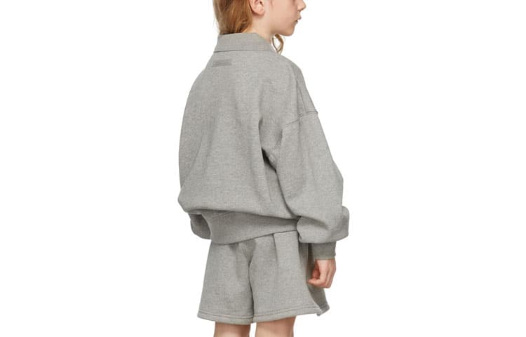 Кофта Fear of God Essentials FW21 Kids Grey French Terry Long Sleeve Polo Heather oatmeal Polo - изображение 2
