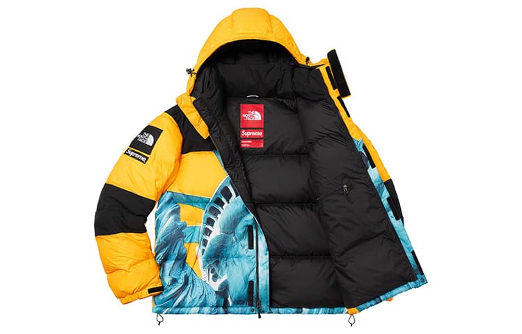 Зимняя куртка Supreme x The North Face Statue of Liberty Hoodie Yellow - изображение 2