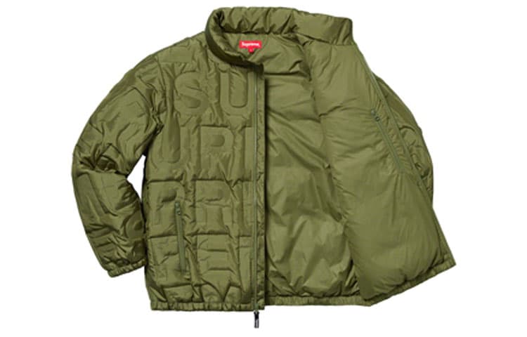 Зимняя куртка Supreme SS19 Bonded Logo Puffy Jacket Olive Logo - изображение 3