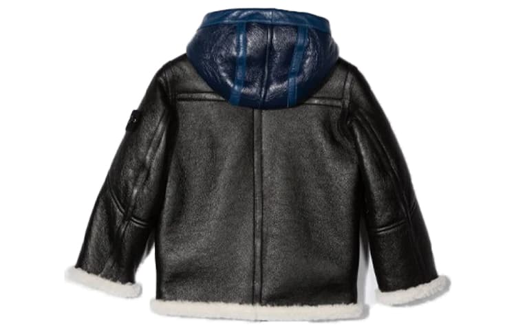 Stone Island Kids Leather Jacket Black - изображение 2