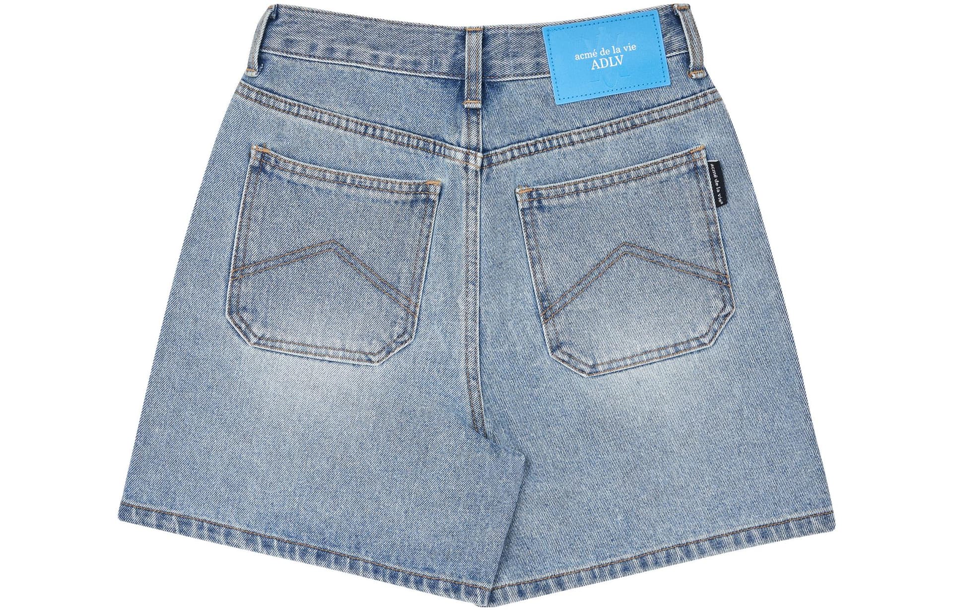 acme de la vieADLV A Logo Emblem Patch Denim Short Pants Blue - изображение 2