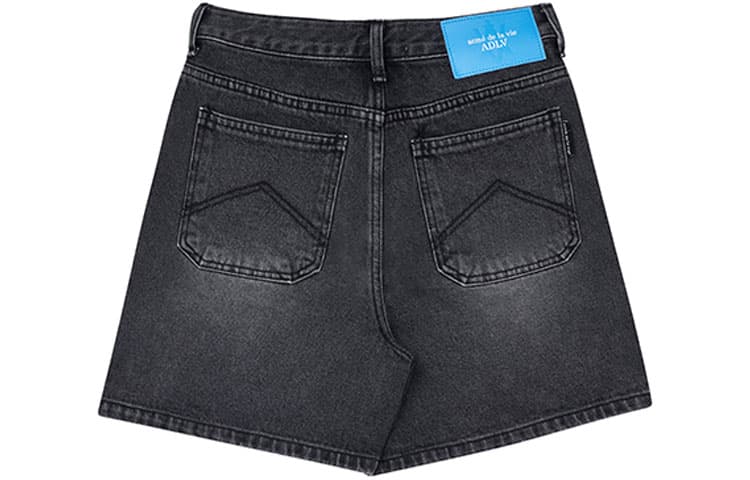 acme de la vieADLV A Logo Emblem Patch Denim Short Pants Black - изображение 2