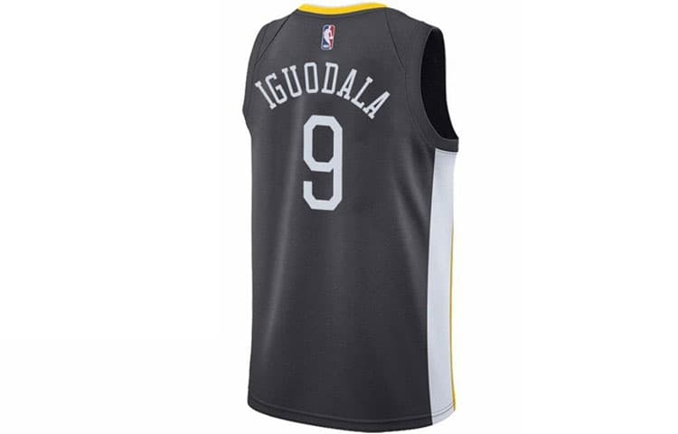 Баскетбольная майка Nike NBA Stripe Letter Print Basketball Jersey SW Fan Edition Golden State Warriors Iguodala No.9 Men's Coal Black - изображение 2