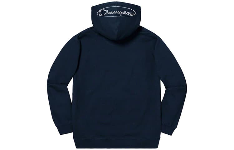 Кофта Supreme x Champion SS19 Outline Hooded Sweatshirt Navy - изображение 2