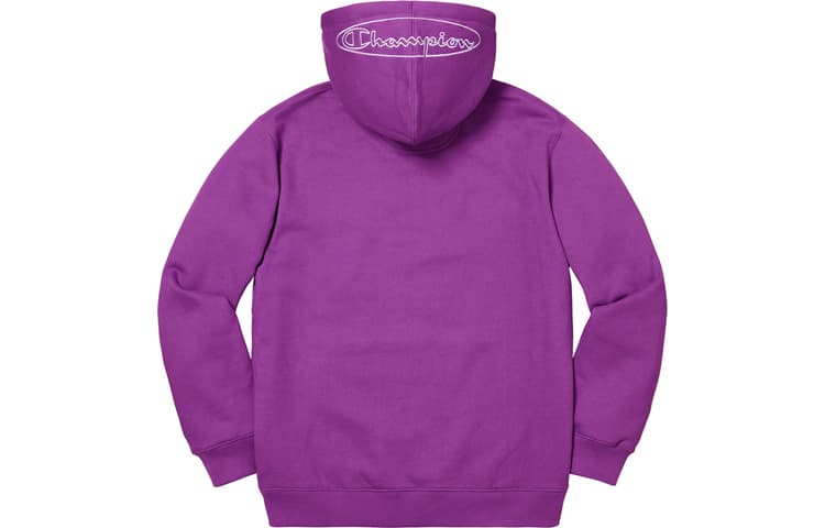 Кофта Supreme x Champion SS19 Outline Hooded Sweatshirt Purple - изображение 2
