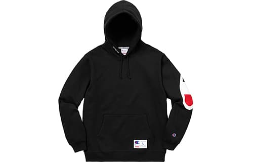 Кофта Supreme SS18 Champion Hooded Sweatshirt Black Logo - изображение 2