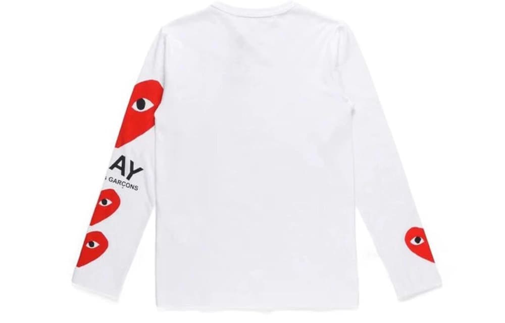 Кофта CDG Play 3Heart Logo Crewneck Long Sleeve Tee White - изображение 2