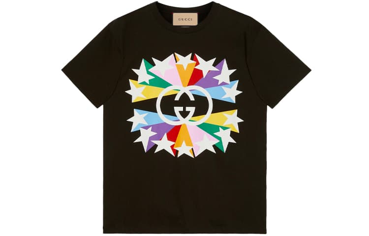 Футболка Gucci Interlocking G Star Logo T-Shirt Black — фото 3