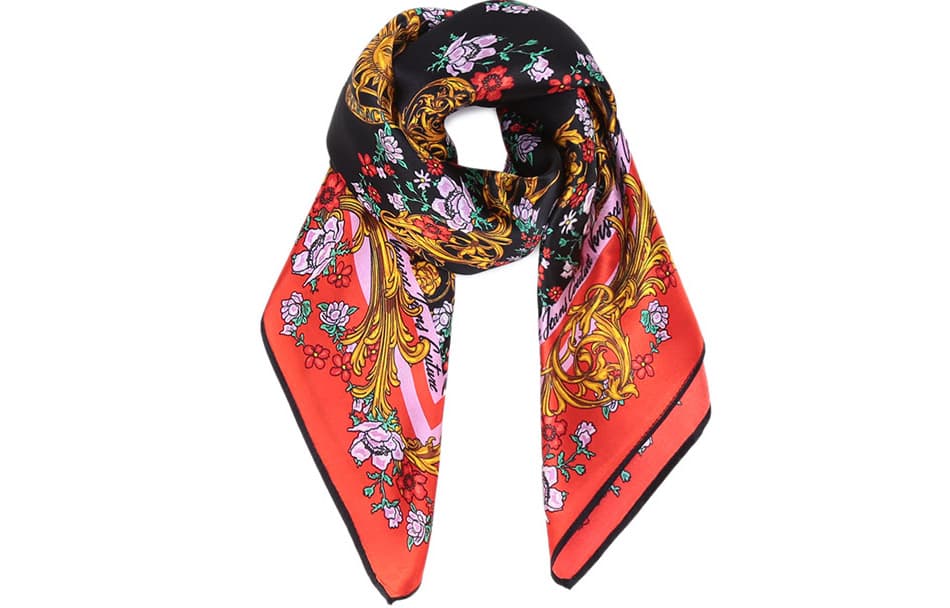 Платок VERSACE JEANS COUTURE Шелковые шарфы Красный черный Женские - изображение 2