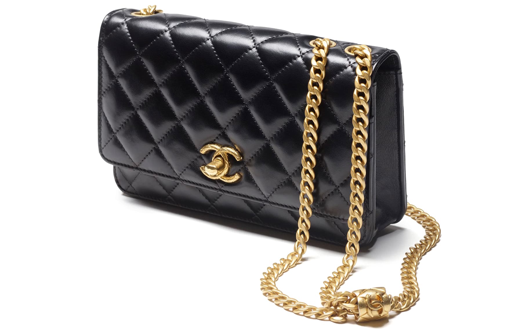 Сумка через плечо Chanel Small Gold Ball Quilted Lambskin Chain Wallet Black - изображение 2