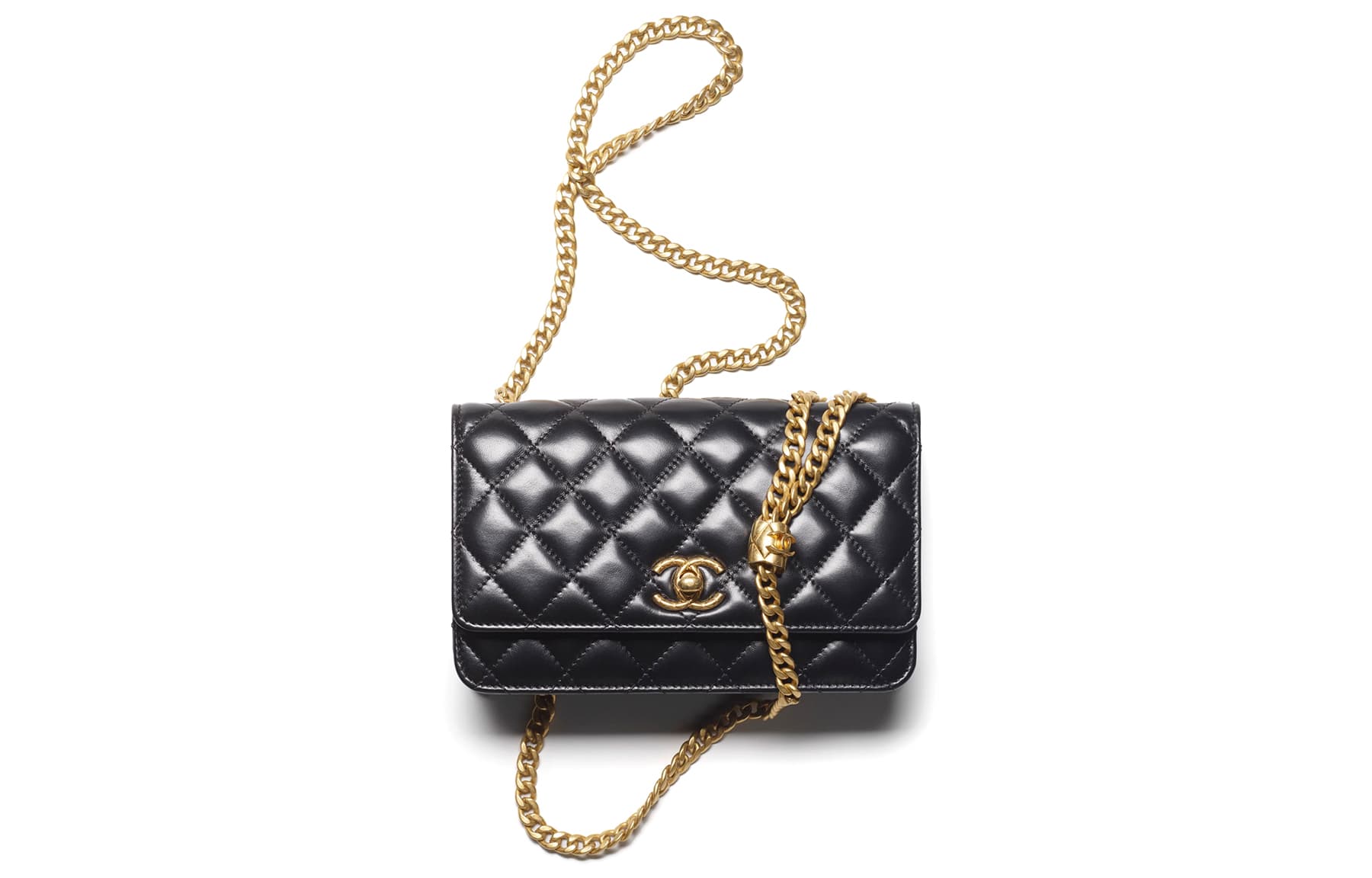 Сумка через плечо Chanel Small Gold Ball Quilted Lambskin Chain Wallet Black - изображение 1