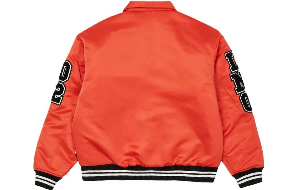 Куртка PALACE FW22 SATIN Satin Varsity Jacket Orange Logo - изображение 2