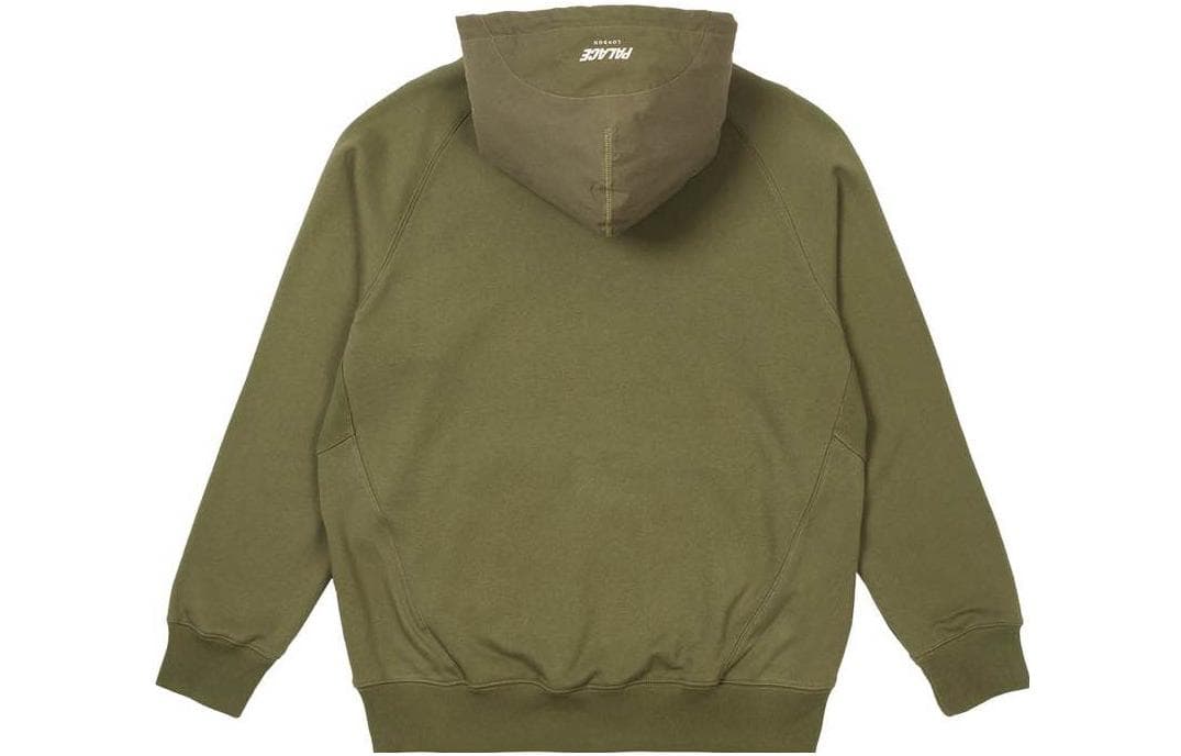 Худи PALACE FW22 14 Zip Cotton Panel Hood Olive Logo - изображение 2