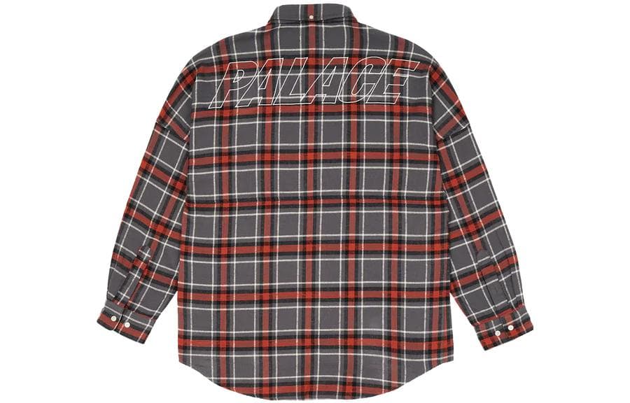 Рубашка PALACE FW22 Flannel Dpop Shoulder Shirt Grey - изображение 2